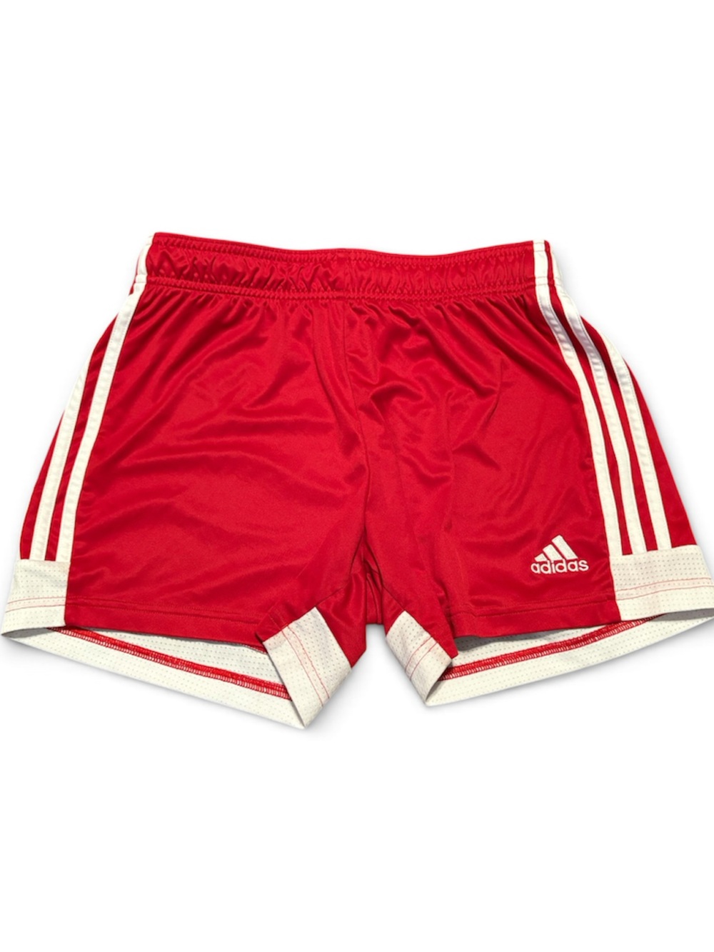 Adidas Red Athletic Shorts with White Trim